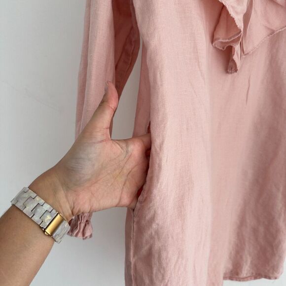 Lanhtropy Dress Womens XS Linen Tunic Flounce Victorian Boho Chic Romantic Frill - Picture 3 of 9